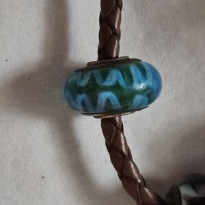 Pandora Murano Retired Collaboration Blue and Green Bead Charm